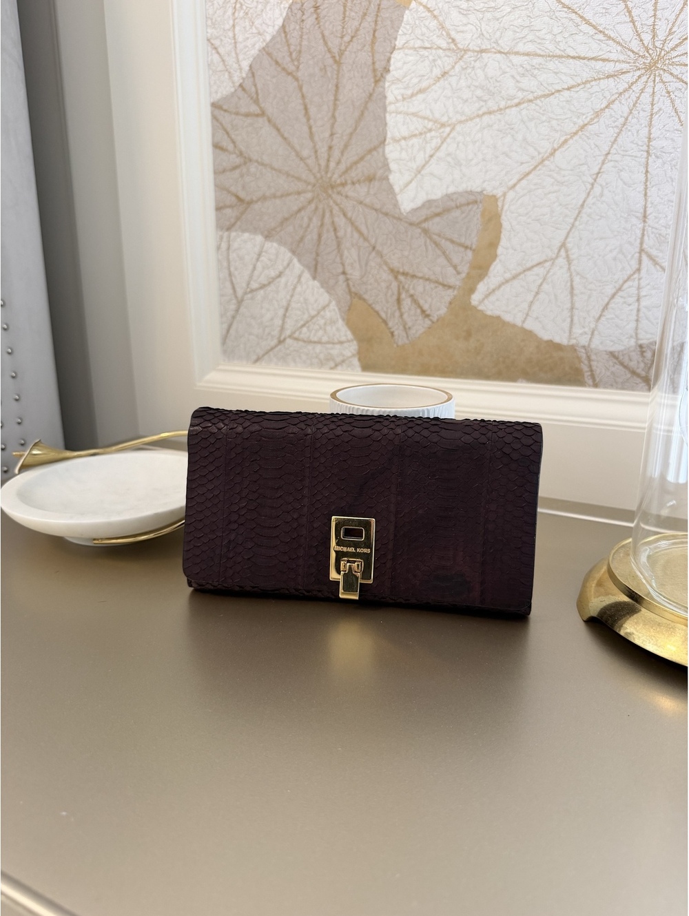 Michael Kors Collection Python Embossed Flap Wallet